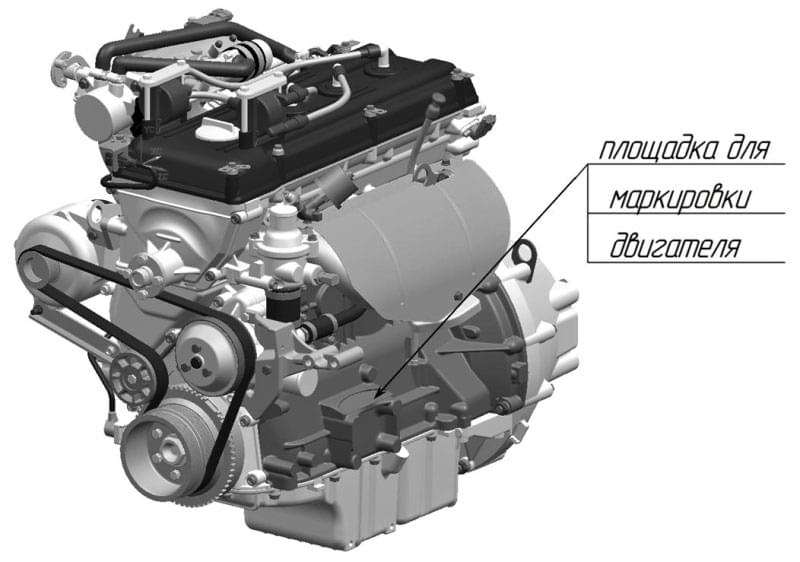 Двигатель ЗМЗ-409 площадка для меркировки двигателя