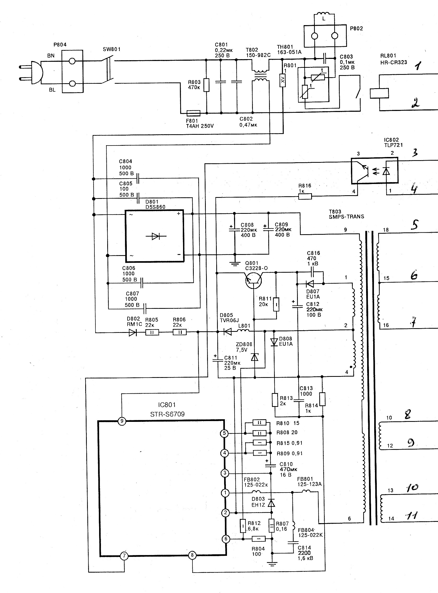 Схема блока питания lg 42pq200r