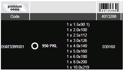 Набор Г-образных ключей WERA 950 PKL/9 SM N SB 073391