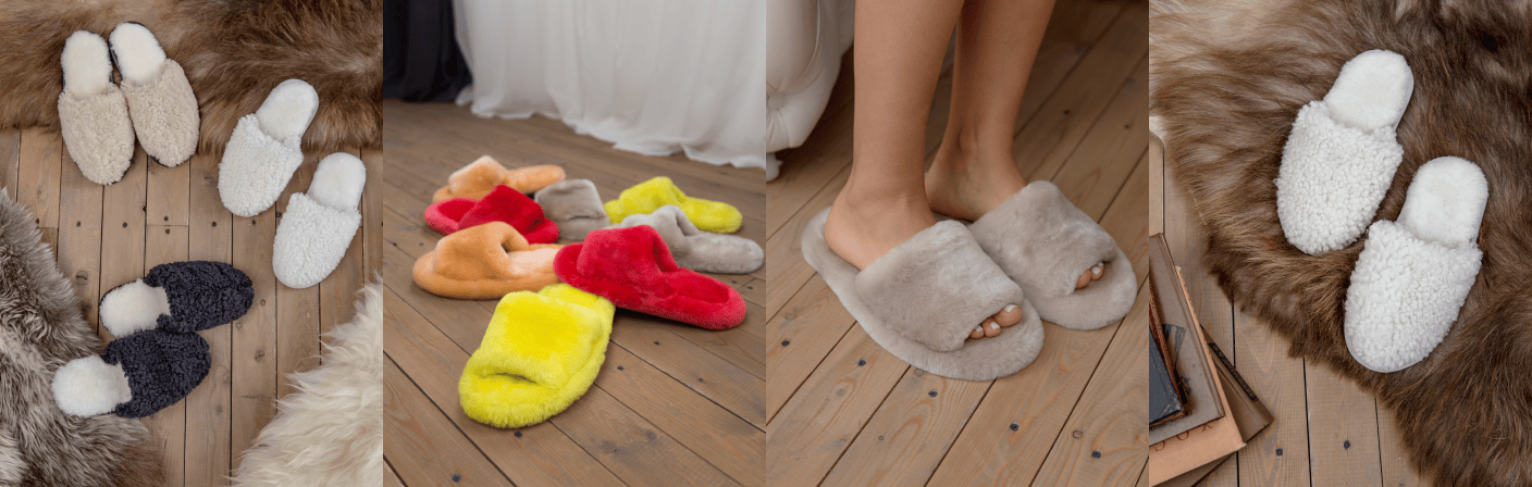 colored sheepskin slippers