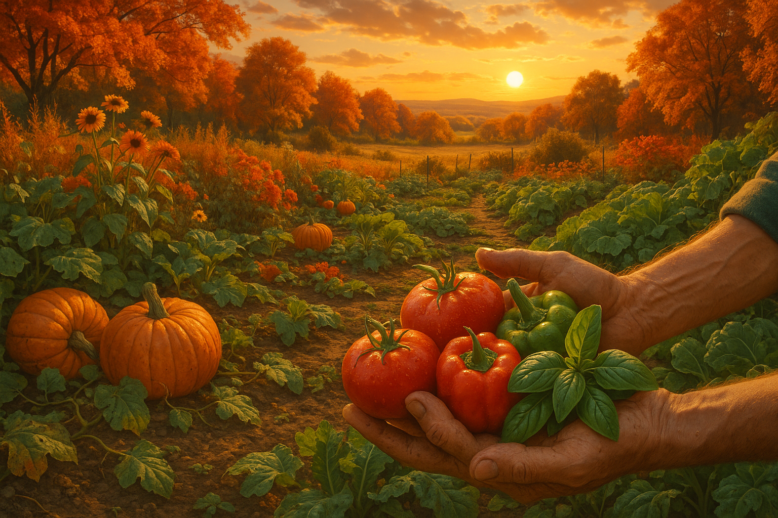 Садовод проводит осеннюю обрезку деревьев и кустарников, подготавливая растения к зиме