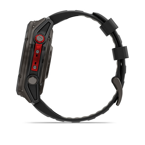 Умные часы Garmin Fenix 8 PRO, 51 мм, MicroLED, Sapphire, Carbon Gray DLC Titanium with Black/Pebble Gray Silicone Band, официальный ракурс 14
