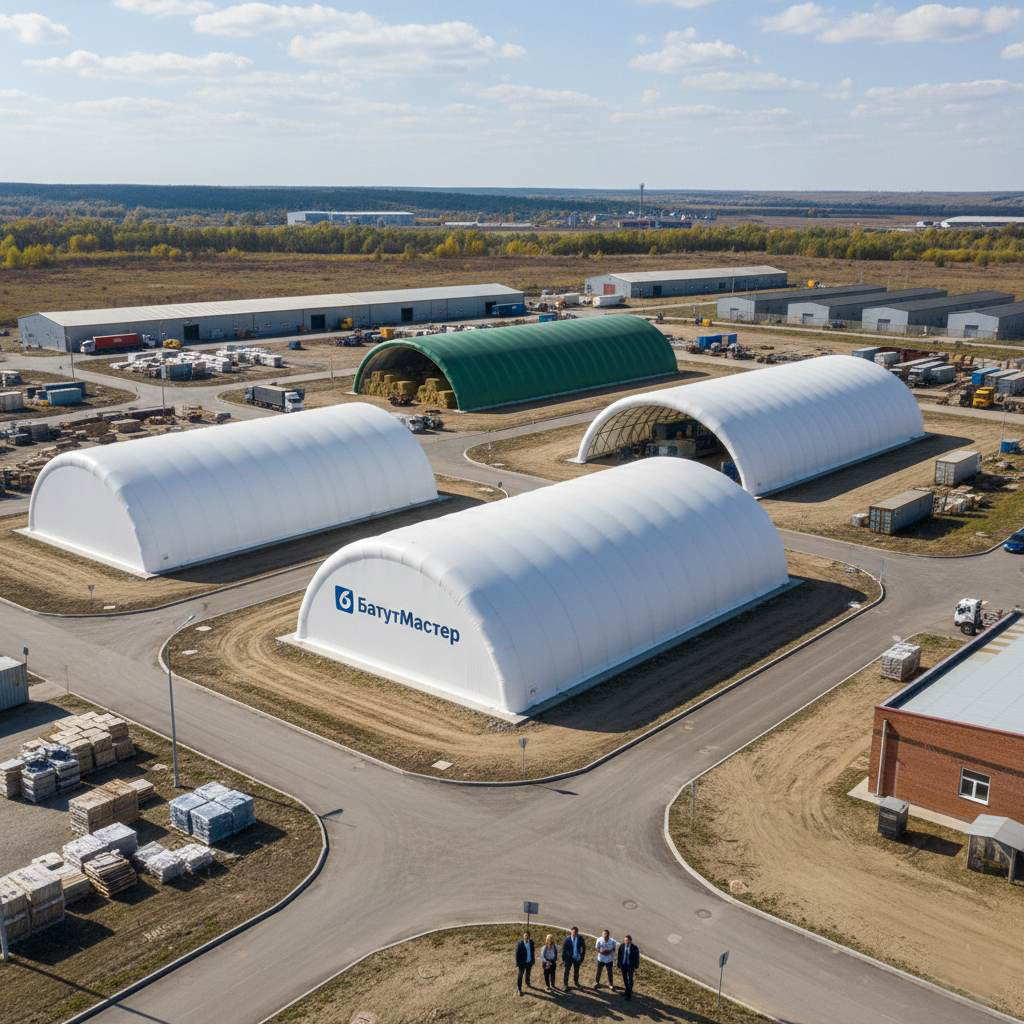 Панорамный вид промышленной зоны - ангары БМ