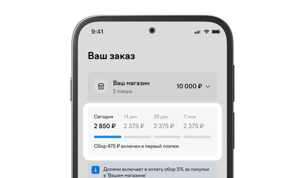 Оплата товаров долями в интернет-магазине