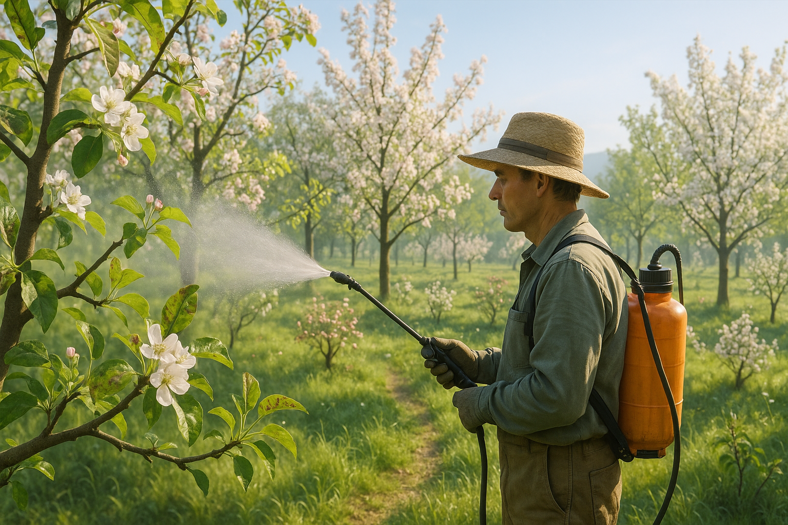 Опрыскивание плодовых деревьев весной средством против вредителей и болезней