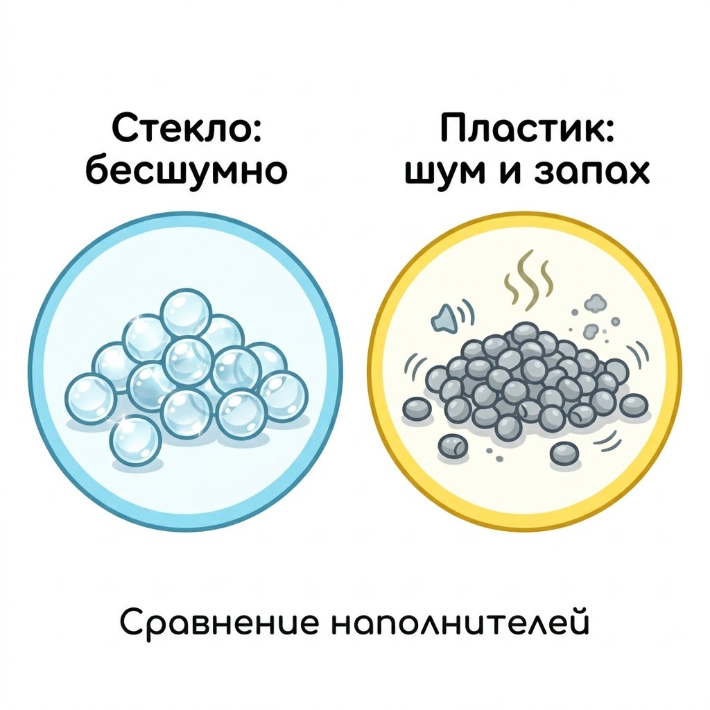 Стеклянные шарики SilenceGlass против пластика