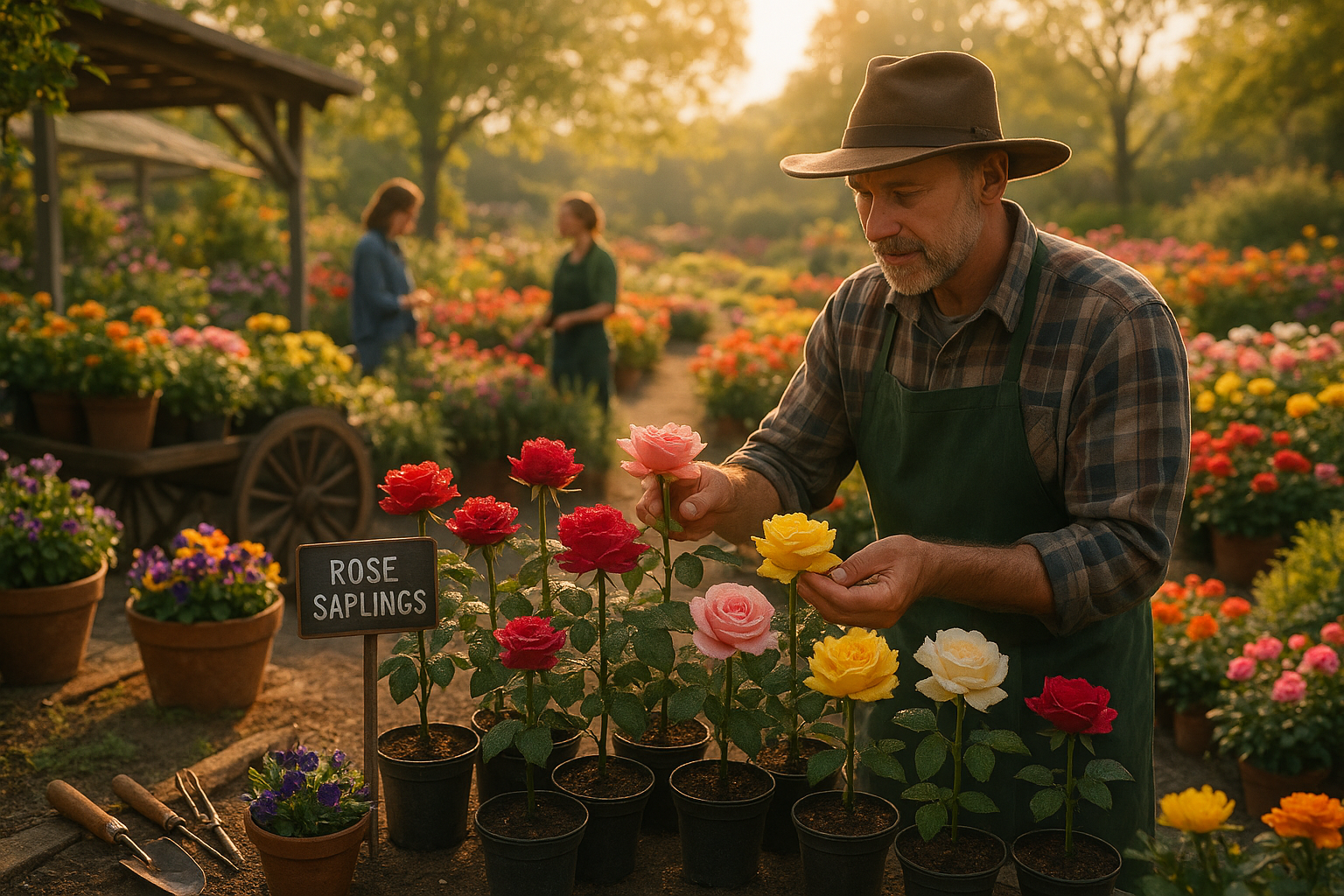 Весенняя посадка саженцев роз — аккуратно расправленные корни в посадочной яме