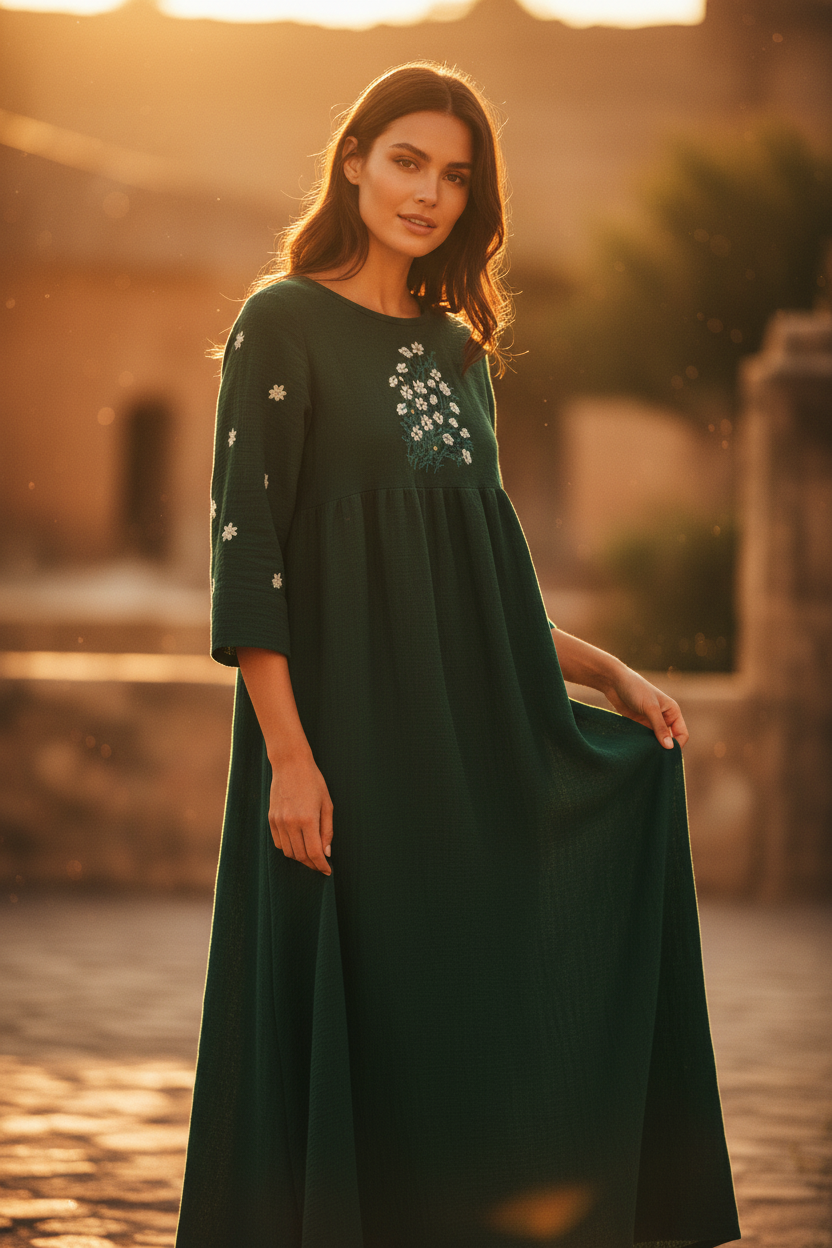 Ромашка. Платье льняное с вышивкой PL-422572