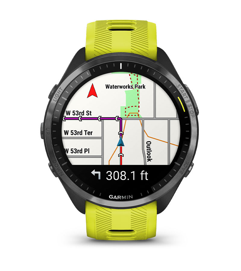 Умные часы Garmin Forerunner 965 белые, титановый безель, с белым ремешком: ПОЛНОЦВЕТНЫЕ КАРТЫ