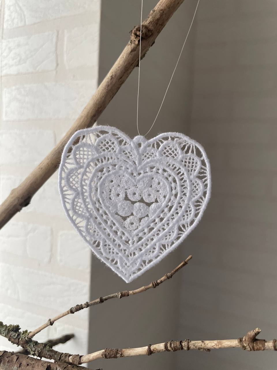Сердце. Снежинка-подвеска. Кружево NYK-2501S-Midi-linenby.by