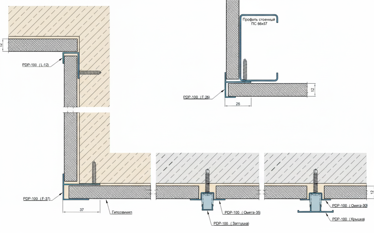Крепление HPL-панелей в интерьере на омега-профили 