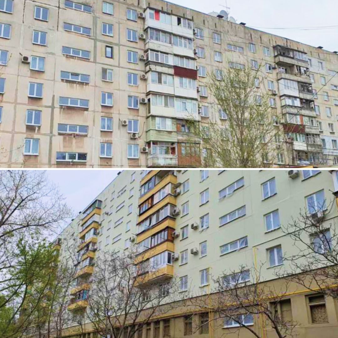 Мариуполь. Восстановление фасадов многоквартирных домов при помощи БРОНЯ