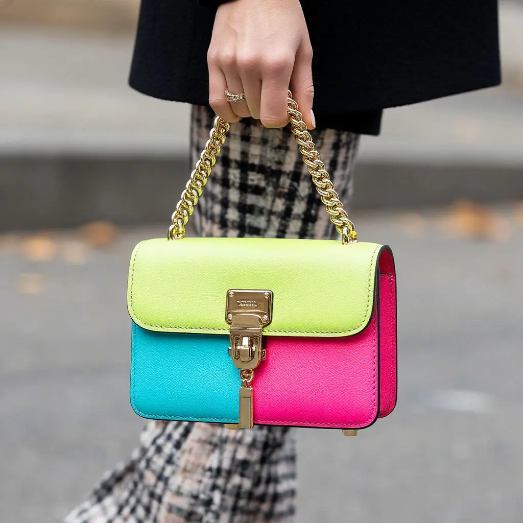 Крошечная яркая или нейтральная сумочка на цепочке.webp
