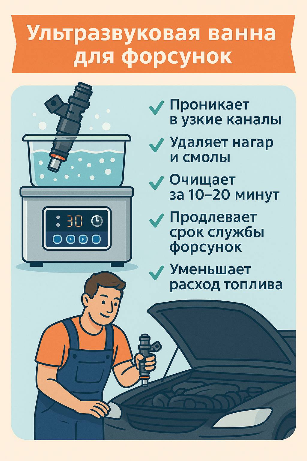 Эффективная очистка форсунок ультразвуком с NEXXO и SPECOS