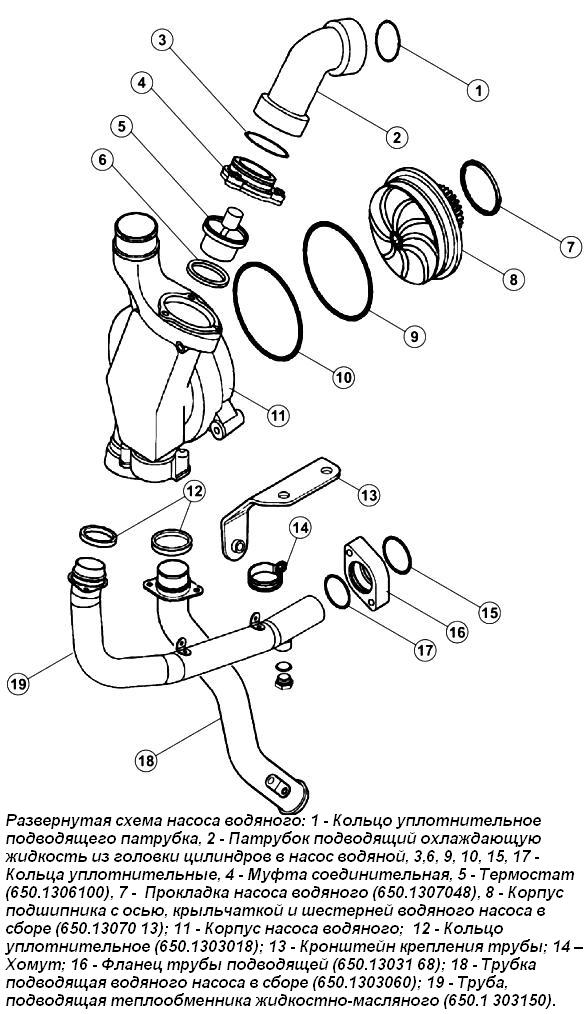Схема водяной насос ямз 650