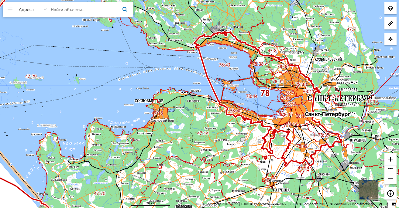 Сайт публичной кадастровой карты ленинградской области