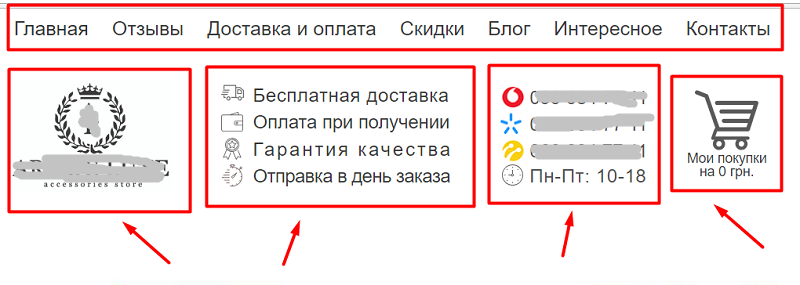 шапка сайта пример