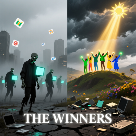 <img src="awakening-humanity-2026.jpg" alt="Conceptual illustration of awakening humanity from consumerism trance to conscious life with Super Jump methodology">