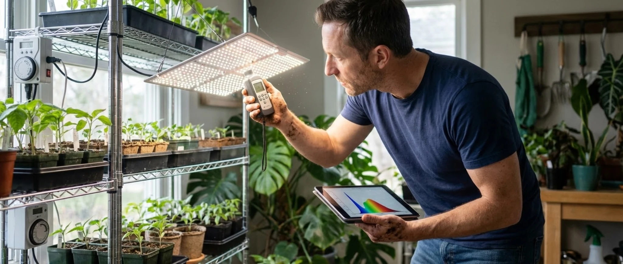 Сравнение спектров фитоламп: биколор против полного спектра на квантум борде