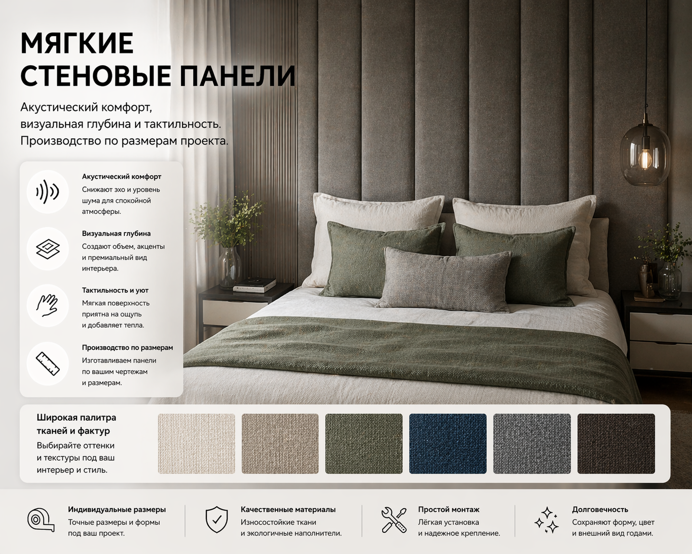 Мягкие стеновые панели в интерьере