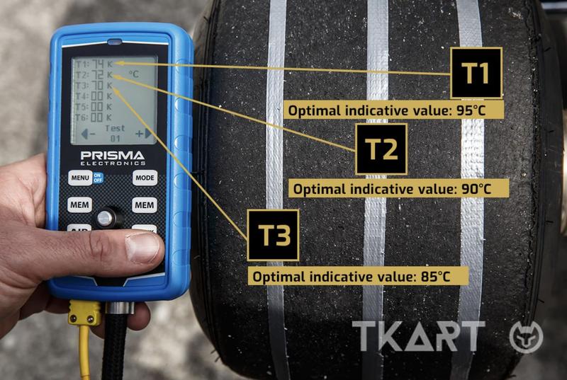 Измерение температуры картинговой шины пирометром &mdash; три точки протектора