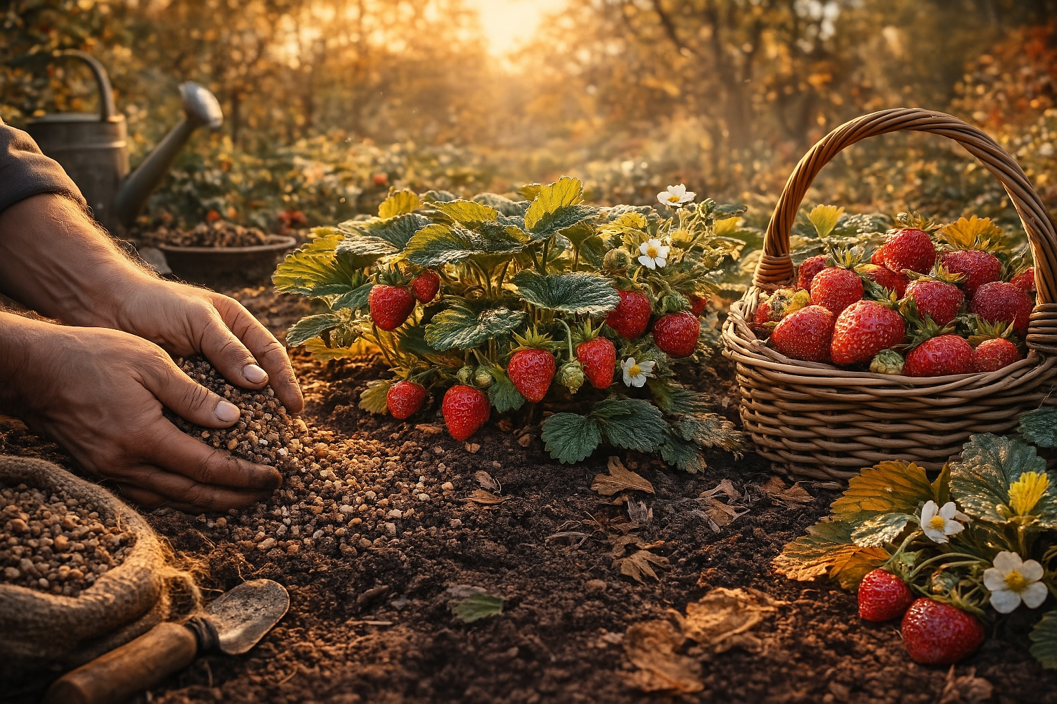 Подкормка клубники осенью в сентябре фосфорно-калийными удобрениями для зимовки и урожая