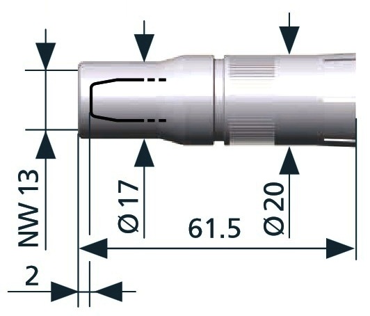 345P024673 Сопло газовое бутылочной формы 13,0/61,5 мм.