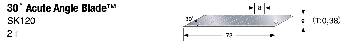 Лезвия 9мм 10шт угол 30° Tajima LB39H