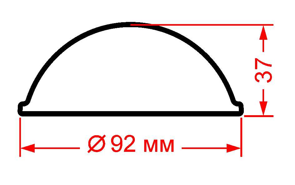 Габаритные размеры колпака 56/10 - стекла судового светильника СС-56