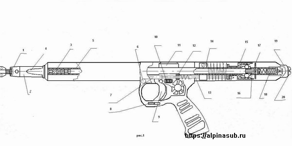 схема подводного ружья Alpinasub Дельфин