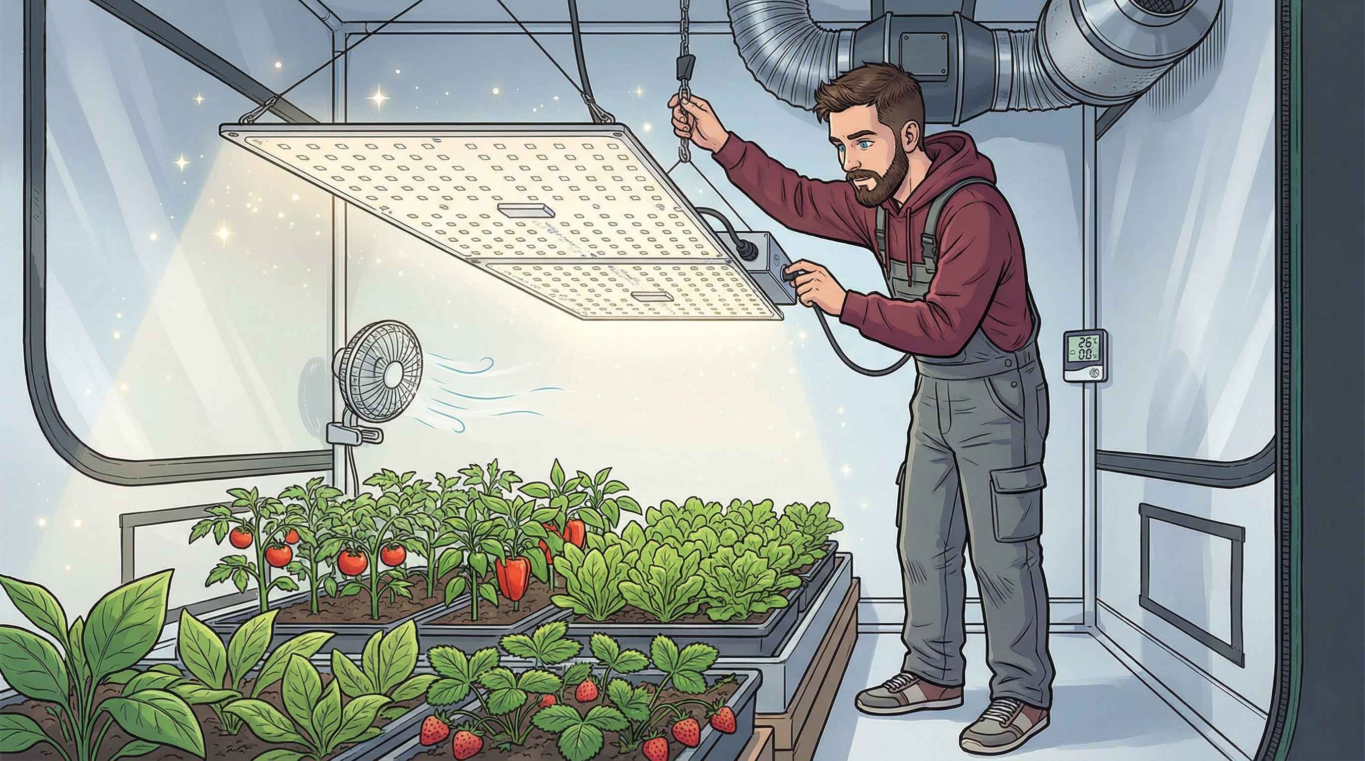 Quantum board Quantum board LED на диодах Samsung LM301H над растениями в домашнем гроутенте