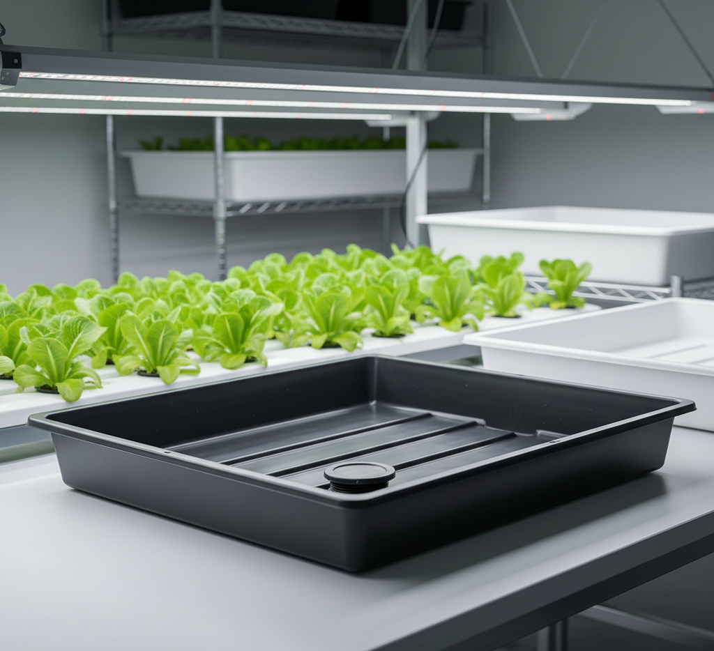 Поддон для растений На столе пластиковый поддон для растений