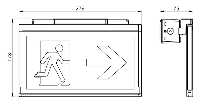 Чертеж светового настенного указателя Moncato DP918 Чертеж светового настенного указателя Moncato DP918