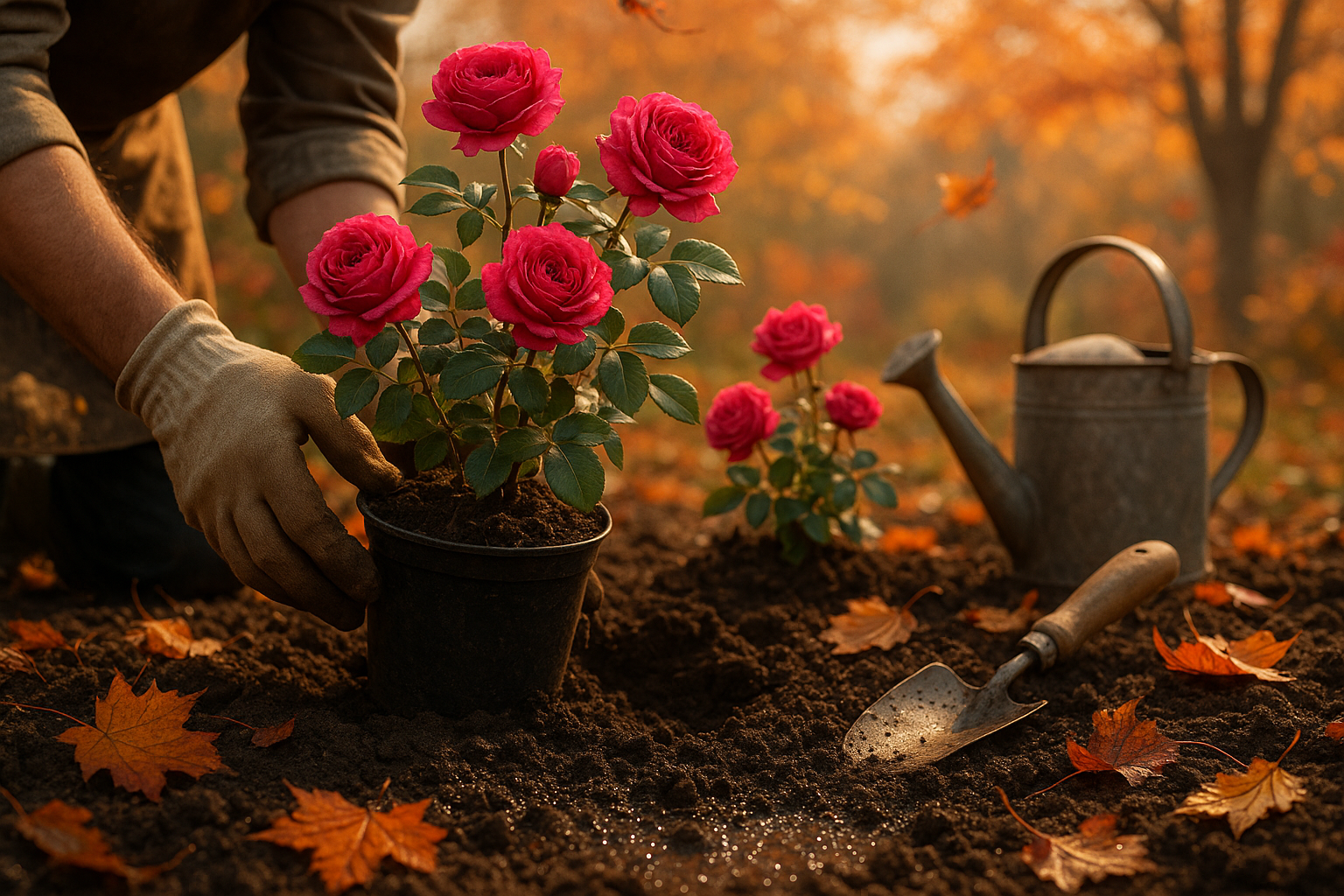 Старые розы пересаживают осенью по пошаговой инструкции с подготовкой посадочной ямы, обрезкой и поливом