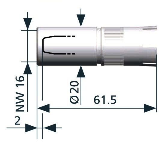 345P011663 Сопло газовое цилиндрическое 16,0/61,5 мм