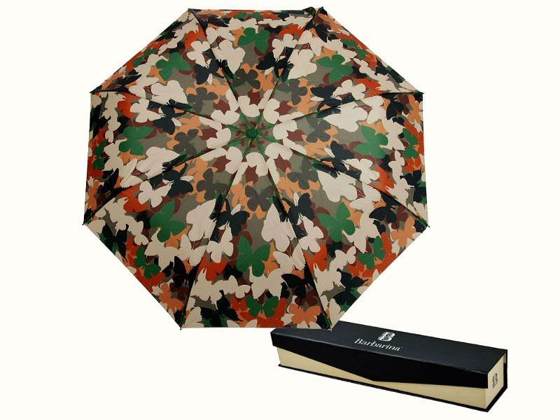 Камуфляж бабочки Barbarina женский складной зонт Butterfly camouflage"Бабочки камуфляж"(Италия).