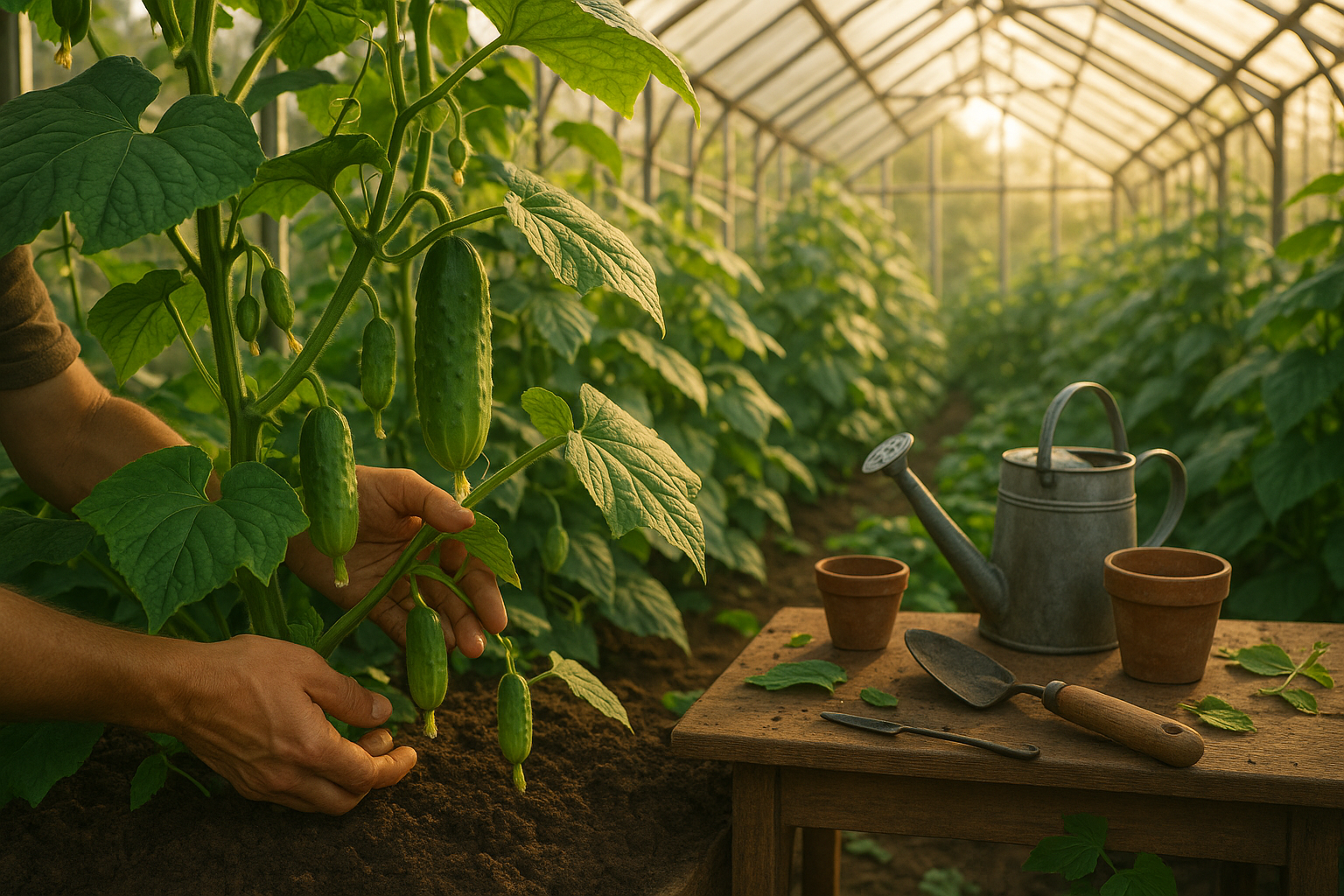 Огурцы в теплице: уход и урожай