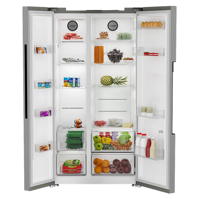 двухдверный холодильник Hotpoint HFTS 640 X открытый