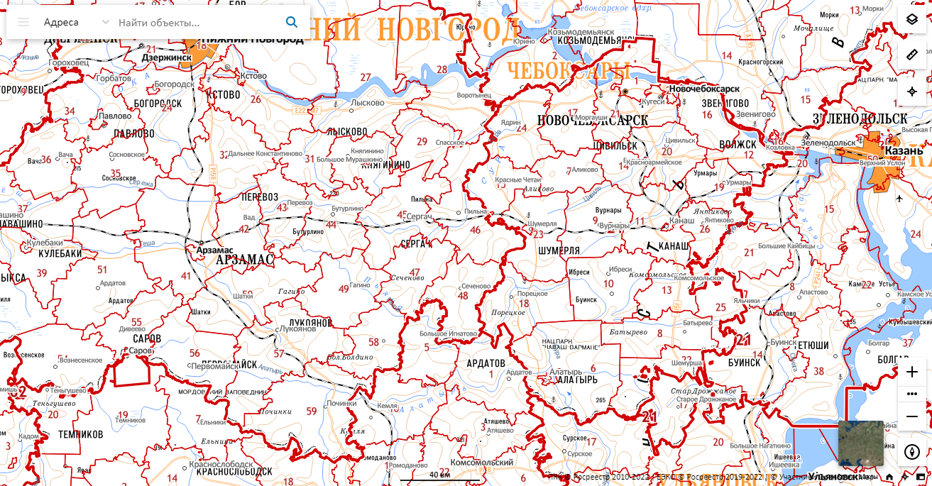 Публичная кадастровая карта Росреестра Чувашской Республики
