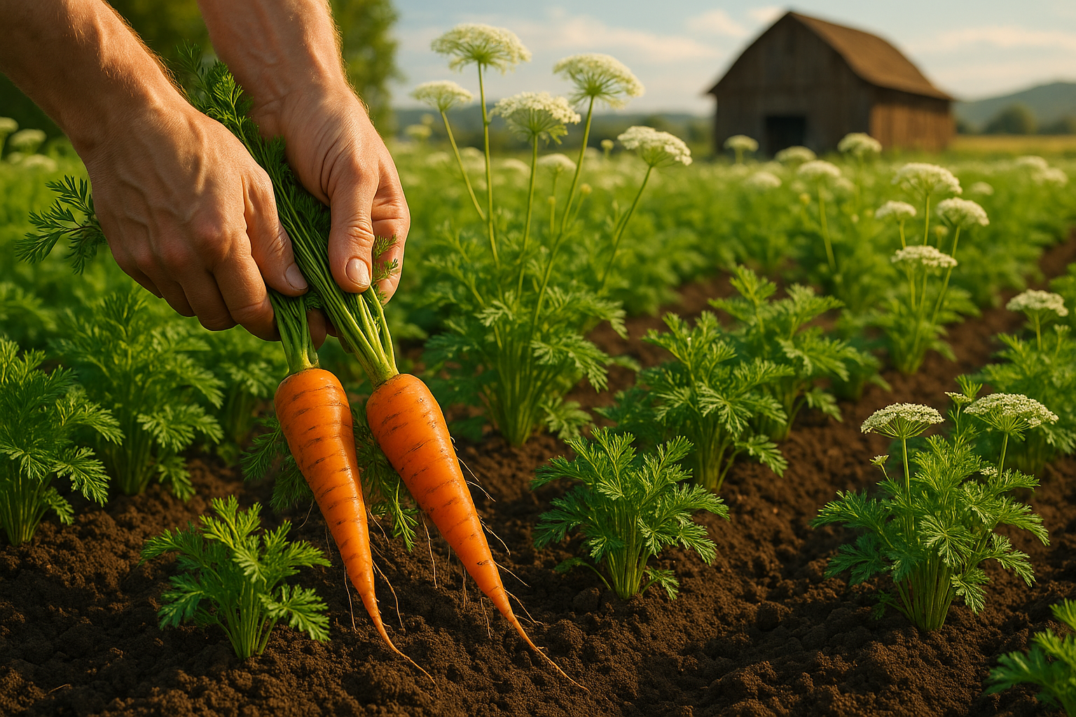 Фото свежих корнеплодов моркови разных сортов на огороде