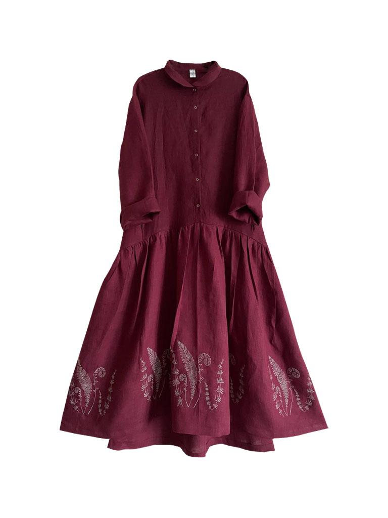Уля. Платье льняное асимметричное с вышивкой по низу PL-422606
