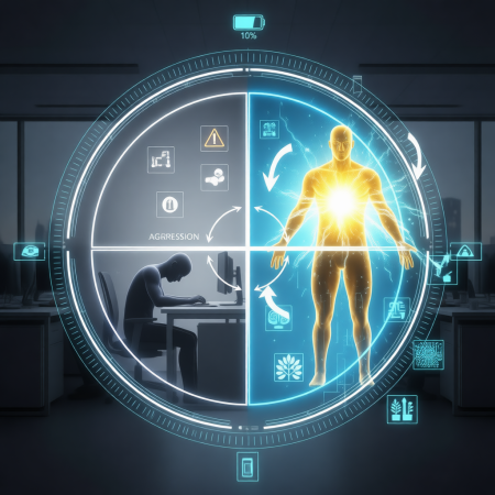 <img src="burnout-energy-depletion.png" alt="Emotional burnout as energy depletion: from drained to recovered through Super Jump methodology">