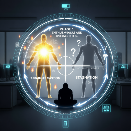 <img src="burnout-three-phases.png" alt="Three phases of burnout development: enthusiasm, stagnation, and complete exhaustion">