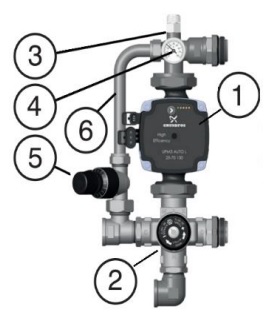 Устройство насосно-смесительного узла Stout SDG-0120-002002 с насосом Grundfos UPSO 25-65 130 и байпасом