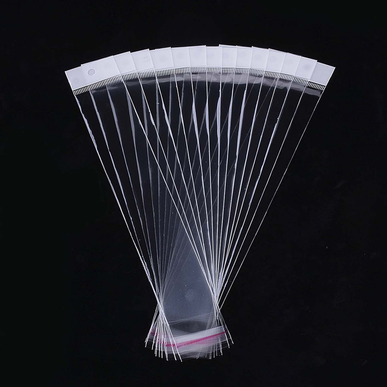 Пакеты 4х21+5 см с белым подвесом и клеевым клапаном