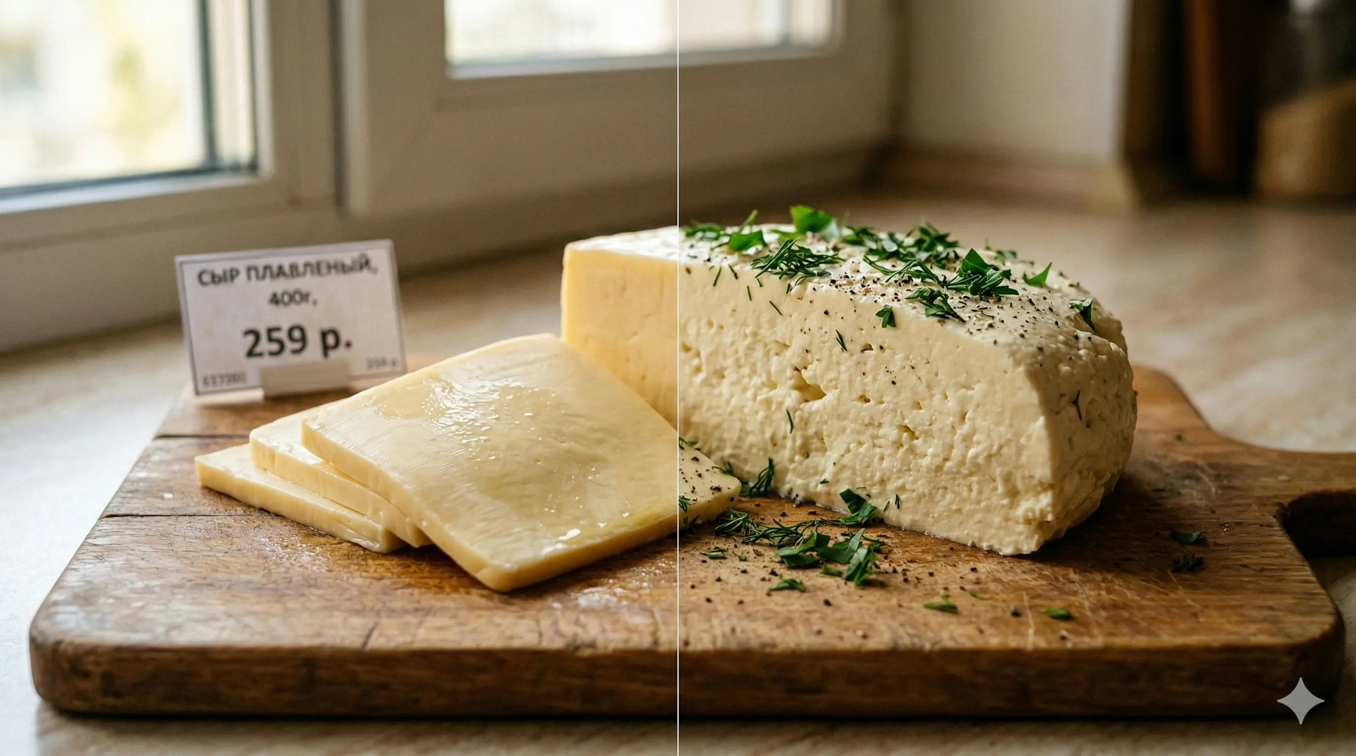 Сравнение магазинного и домашнего сыра