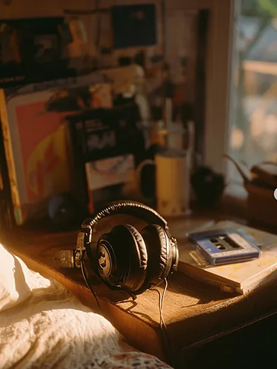 Тёплый интерьер в духе 80-х и mid-century modern: дерево, текстуры, рассеянный свет — идеальный фон для настенных часов