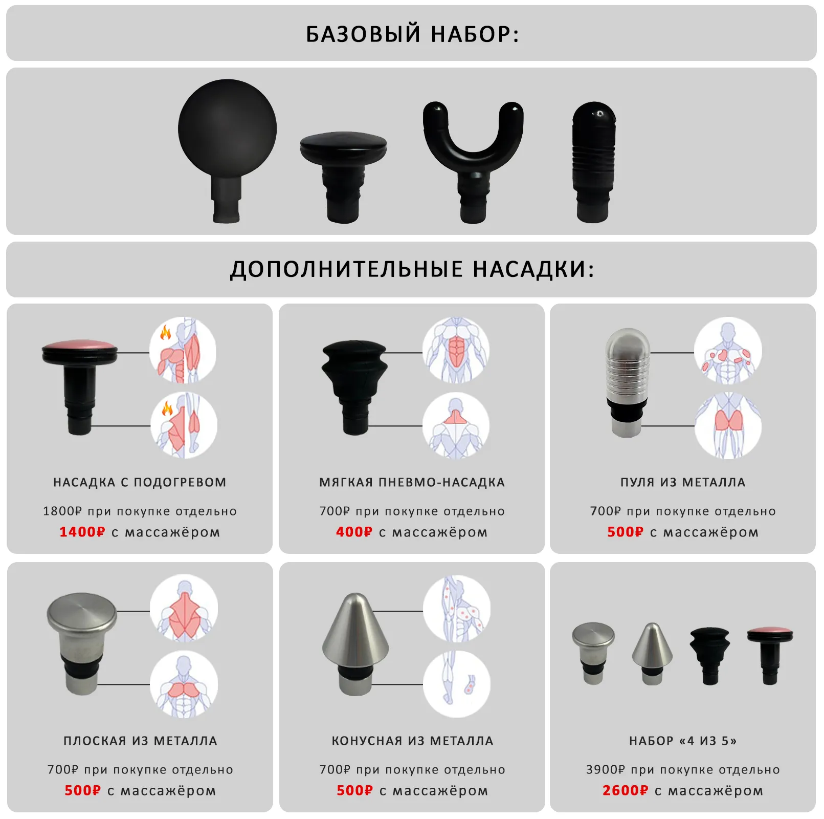 Booster Mini основной и дополнительный набор насадок