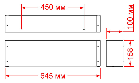 Габаритные размеры плафона СС-124 судового светильника