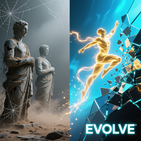 <img src="evolution-vs-stagnation-2026.jpg" alt="Conceptual illustration of human evolution through continuous learning versus stagnation and degradation in 2026">